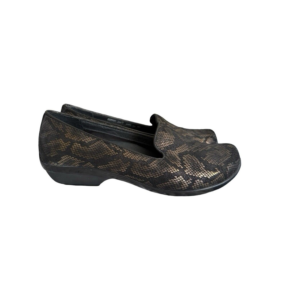 Dansko Olivia Loafers Bronze Snake Leather Metallic Flats SZ 37